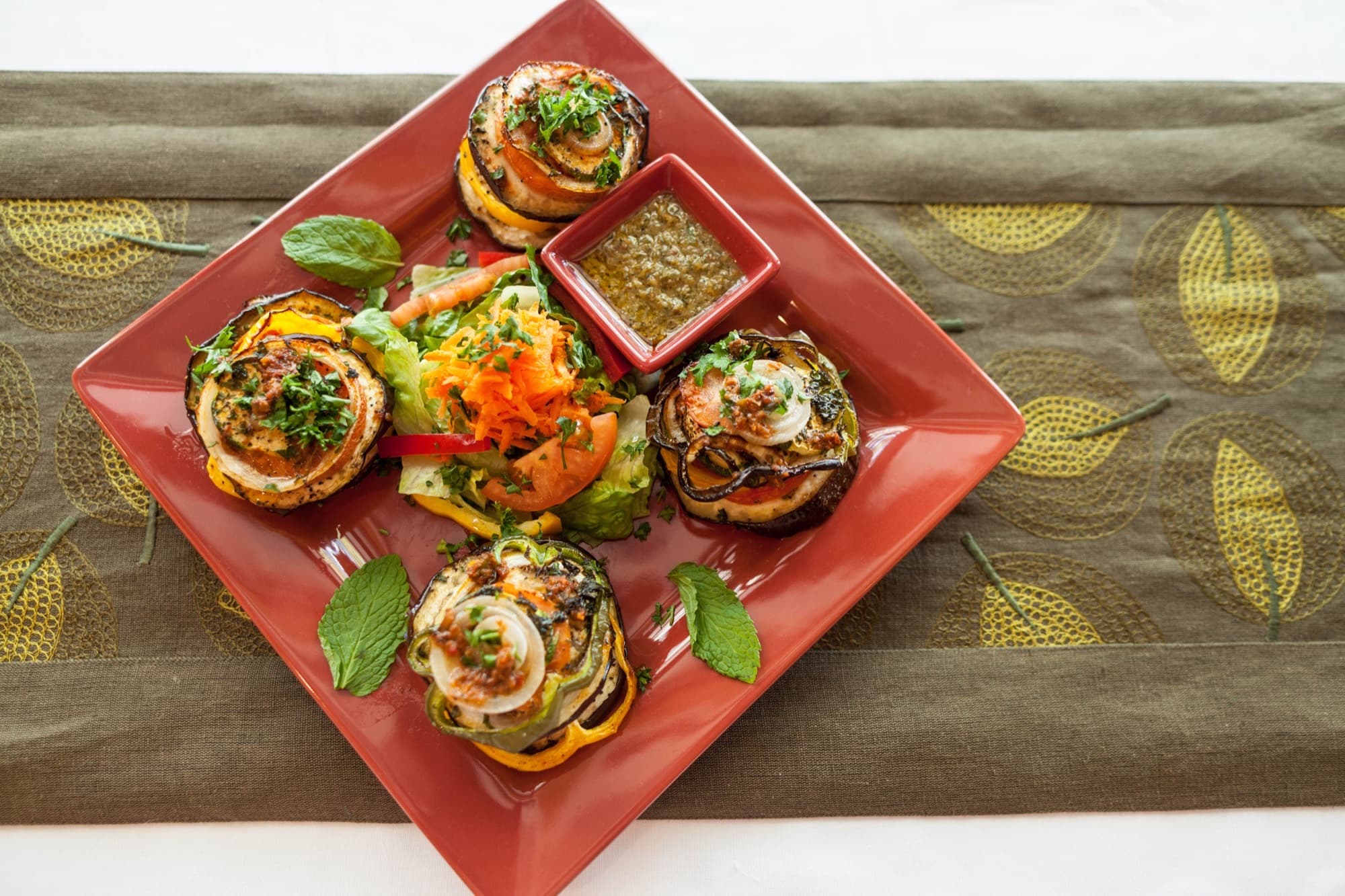 Mille-feuille — layered grilled vegetables